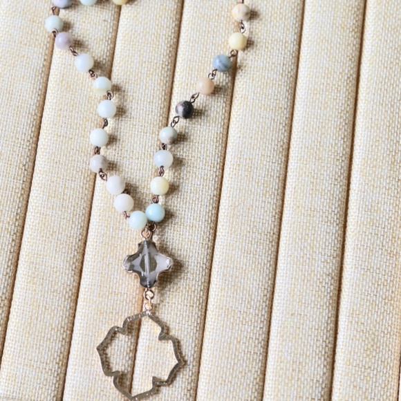 Jewelry - NEW Frosted Amazonite Beaded Necklace - Boho Rosary Style